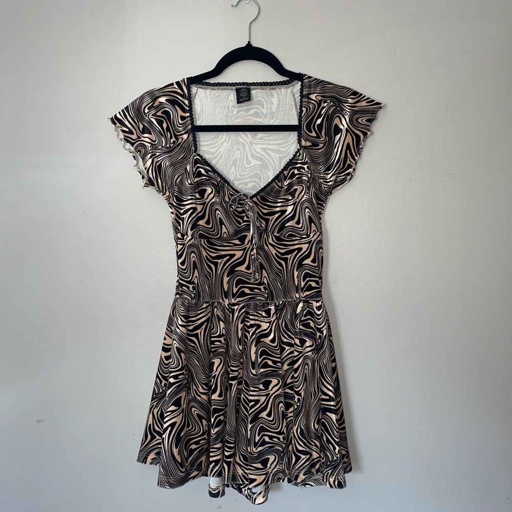 Retro Marble Print Playsuit